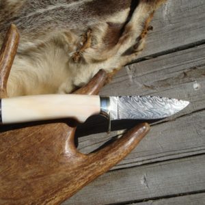 HIPPO IVORY HANDLE DAMASCUS BLADE HUNTER FILE WORKED