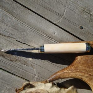 HIPPO IVORY HANDLE DAMASCUS BLADE HUNTER FILE WORKED