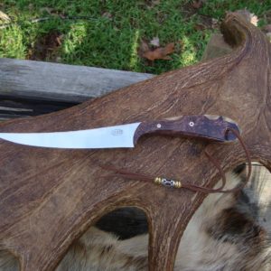CUSTOM FILLET KNIFE WITH HONDURAN ROSEWOOD BURL HANDLES