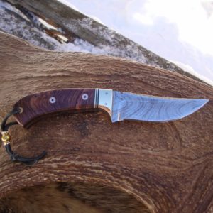 LIGHTNING DAMASCUS BLADE WITH HONDURAN ROSEWOOD HANDLE FILE WORKED