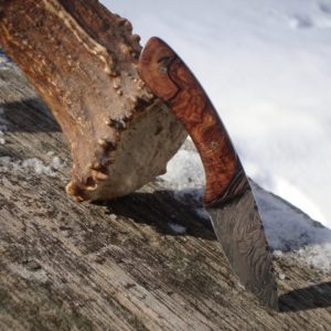 HONDURAN ROSEWOOD HANDLE TIGER STRIPE DAMASCUS BLADE WITH FILE WORK