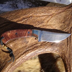 LIGHTNING DAMASCUS BLADE WITH HONDURAN ROSEWOOD HANDLE FILE WORKED