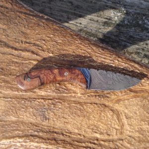 HONDURAN ROSEWOOD HANDLE TIGER STRIPE DAMASCUS BLADE WITH FILE WORK