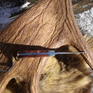 LIGHTNING DAMASCUS BLADE WITH HONDURAN ROSEWOOD HANDLE FILE WORKED