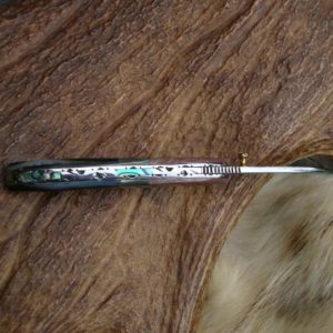 MOKUME WITH ABALONE AND BLACK PEARL HANDLE POCKET KNIFE