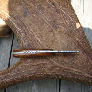 CUSTOM DAMASCUS IRON WOOD HANDLE SMALL HUNTER FILE WORKED