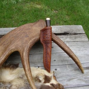 CARBON STEEL IRON WOOD WITH GIRAFFE BONE HANDLE CLIP POINT KNIFE