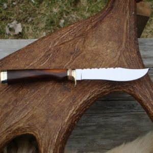 CARBON STEEL IRON WOOD WITH GIRAFFE BONE HANDLE CLIP POINT KNIFE