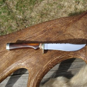 CARBON STEEL IRON WOOD WITH GIRAFFE BONE HANDLE CLIP POINT KNIFE