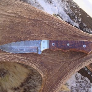 EXHIBITION GRADE ARIZONA DESERT IRON WOOD HANDLE LARGE DAMASCUS BLADE HUNTER FILE WORKED BLADE & HANDLE