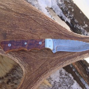 EXHIBITION GRADE ARIZONA DESERT IRON WOOD HANDLE LARGE DAMASCUS BLADE HUNTER FILE WORKED BLADE & HANDLE