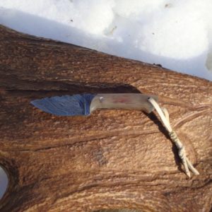 KUDU HORN SMALL HUNTER FIRE STORM DAMASCUS BLADE