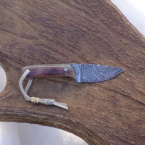 KUDU HORN SMALL HUNTER FIRE STORM DAMASCUS BLADE