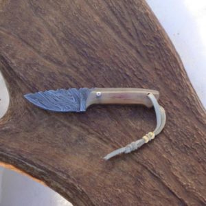 KUDU HORN SMALL HUNTER FIRE STORM DAMASCUS BLADE