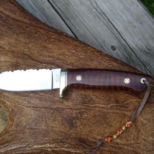 LOVELESS STYLE DROP POINT TAPERED TANG SNAKEWOOD HANDLE CUSTOM KNIFE WITH FILE WORK