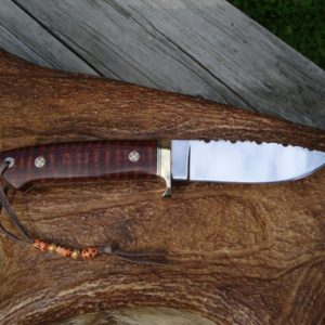 LOVELESS STYLE DROP POINT TAPERED TANG SNAKEWOOD HANDLE CUSTOM KNIFE WITH FILE WORK