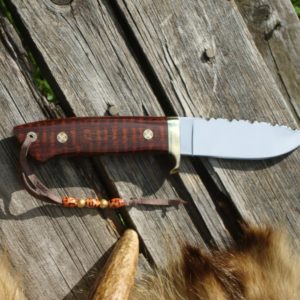 LOVELESS STYLE DROP POINT TAPERED TANG SNAKEWOOD HANDLE CUSTOM KNIFE WITH FILE WORK