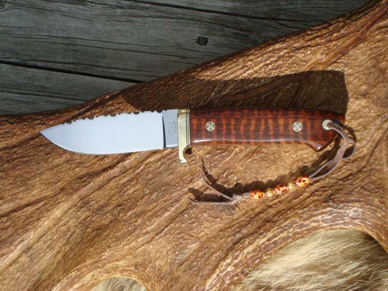 LOVELESS STYLE DROP POINT TAPERED TANG SNAKEWOOD HANDLE CUSTOM KNIFE WITH FILE WORK