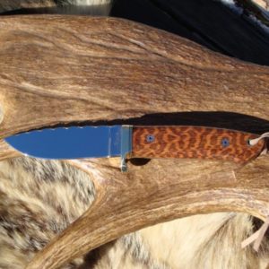 LOVELESS STYLE DROP POINT TAPERED TANG SNAKEWOOD HANDLE CUSTOM KNIFE WITH FILE WORK FROM END TO END