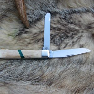 MAMMOTH IVORY WITH JADE HANDLE CASE TRAPPER POCKET KNIFE