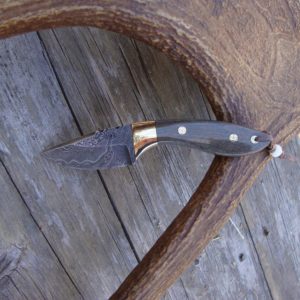 MAMMOTH BONE HANDLE DAMASCUS DROP POINT KNIFE