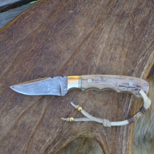 MAMMOTH IVORY X PATTERN DAMASCUS BLADE SMALL CUSTOM HUNTER