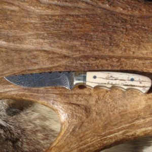 MAMMOTH IVORY HANDLE DAMASCUS BLADE BIRD TROUT KNIFE