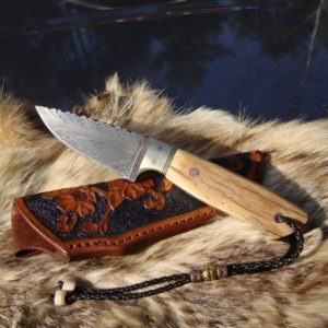 FEATHER DAMASCUS BLADE WITH MAMMOTH IVORY HANDLES FILE WORKED