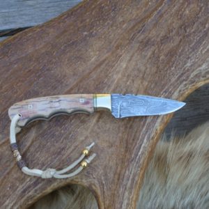 MAMMOTH IVORY X PATTERN DAMASCUS BLADE SMALL CUSTOM HUNTER