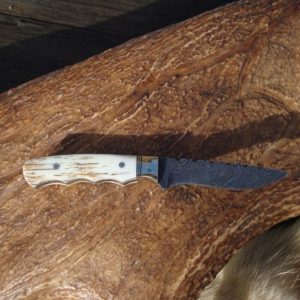 MAMMOTH IVORY HANDLE DAMASCUS BLADE BIRD TROUT KNIFE