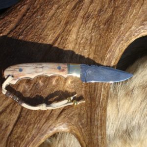 MAMMOTH IVORY X PATTERN DAMASCUS BLADE SMALL CUSTOM HUNTER