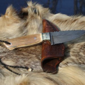 FEATHER DAMASCUS BLADE WITH MAMMOTH IVORY HANDLES FILE WORKED