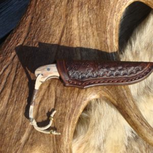 MAMMOTH IVORY X PATTERN DAMASCUS BLADE SMALL CUSTOM HUNTER