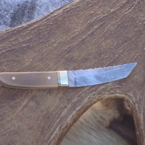 MAMMOTH IVORY HANDLE DAMASCUS BLADE AMERICAN STYLE TANTO BLADE