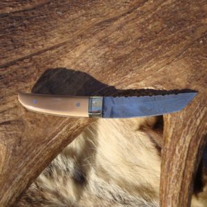 MAMMOTH IVORY HANDLE DAMASCUS BLADE AMERICAN STYLE TANTO BLADE