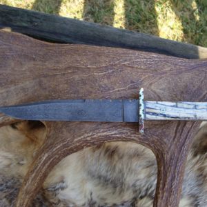 MAMMOTH TOOTH HANDLE DAMASCUS BLADE TAPERED TANG BOWIE KNIFE
