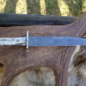 MAMMOTH TOOTH HANDLE DAMASCUS BLADE TAPERED TANG BOWIE KNIFE