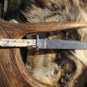 MAMMOTH TOOTH HANDLE DAMASCUS BLADE TAPERED TANG BOWIE KNIFE