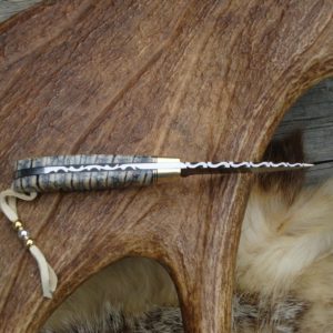 MAMMOTH TOOTH HANDLE DAMASCUS BLADE HUNTING KNIFE