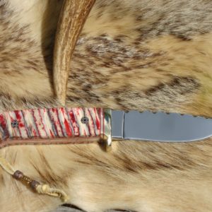 LOVELESS STYLE DROP POINT RED AND CREAM MAMMOTH TOOTH HANDLE FILE WORKED END TO END