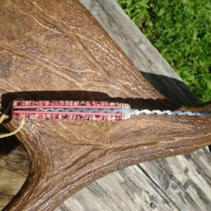 LOVELESS STYLE DROP POINT RED AND CREAM MAMMOTH TOOTH HANDLE FILE WORKED END TO END