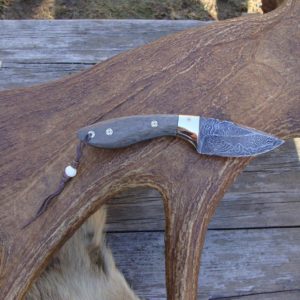 MAMMOTH BONE HANDLE DAMASCUS DROP POINT KNIFE