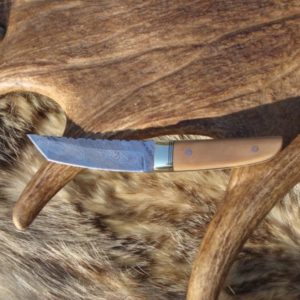 MAMMOTH IVORY HANDLE DAMASCUS BLADE AMERICAN STYLE TANTO BLADE