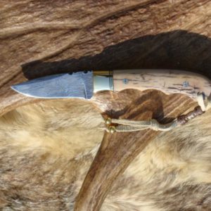 MAMMOTH IVORY X PATTERN DAMASCUS BLADE SMALL CUSTOM HUNTER