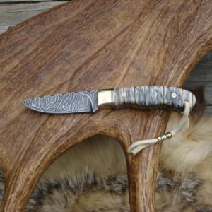 MAMMOTH TOOTH HANDLE DAMASCUS BLADE HUNTING KNIFE