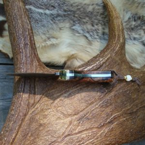 DAMASCUS BLADE DYED MAUSER BIRCH BURL HANDLE MEDIUM SIZE HUNTER