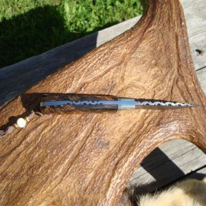 DAMASCUS BLADE DYED MAUSER BIRCH BURL HANDLE MEDIUM SIZE HUNTER