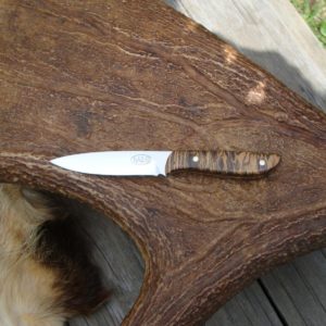 CUSTOM BOCOTE BURL HANDLE BIRD TROUT TOOL STEEL KNIFE