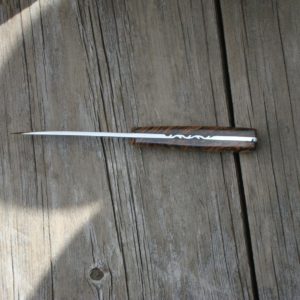 CUSTOM BOCOTE BURL HANDLE BIRD TROUT TOOL STEEL KNIFE