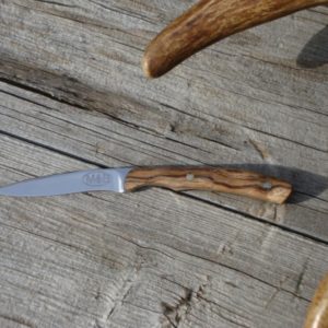 MINI CARBON STEEL ZEBRA WOOD HANDLE BIRD TROUT KNIFE